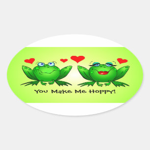 Kikkers Mooie Cartoon Liefde Harten Jij Maakt Me B Ovale Sticker