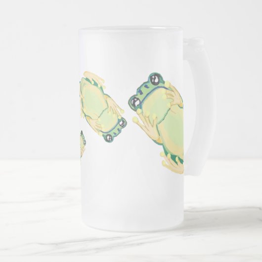 kikkers op het glas matglas bierpul (Voorkant rechts)