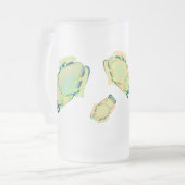 kikkers op het glas matglas bierpul (Voorkant links)