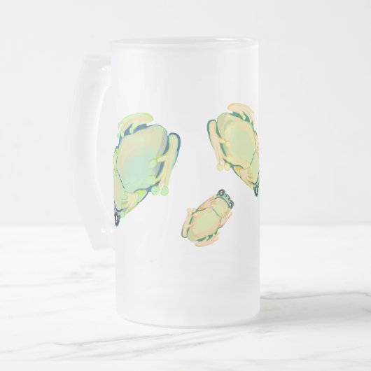 kikkers op het glas matglas bierpul (Voorkant links)