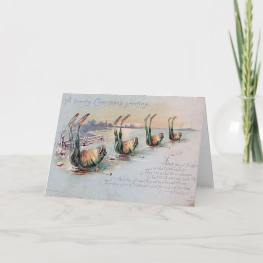 Kikkers op het ijs Kerst  Briefkaart (Voorkant)