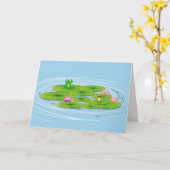 Kikkers op Lily Pad Birthday Kaart (Gele Bloem)