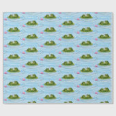 Kikkers op Lily Pad met hart Cadeaupapier (Vlak)