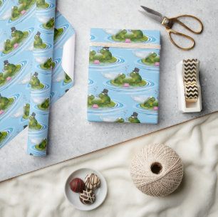 Kikkers op Lily Pad met hart Cadeaupapier