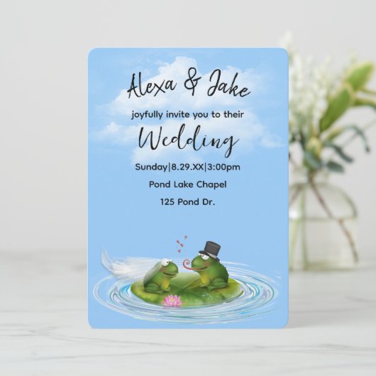 Kikkers op Lily Pad met hart Kaart (Staand voorkant)