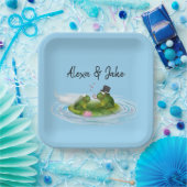 Kikkers op Lily Pad met hart Papieren Bordje (Feest)