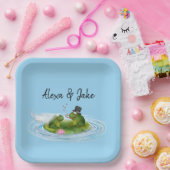 Kikkers op Lily Pad met hart Papieren Bordje (Feest)