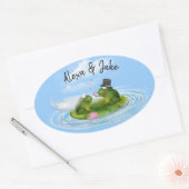 Kikkers op Lily Pad Ovale Sticker (Envelop)