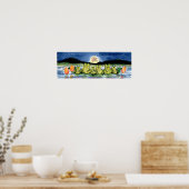 Kikkers op Lily Pad Pond die de marine van het Pos Poster (Keuken)