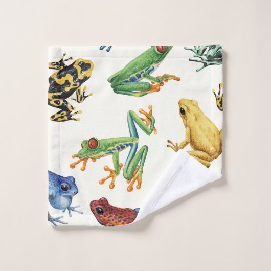 Kikkers op natuurlijk wit bad handdoek (Wasdoekje)