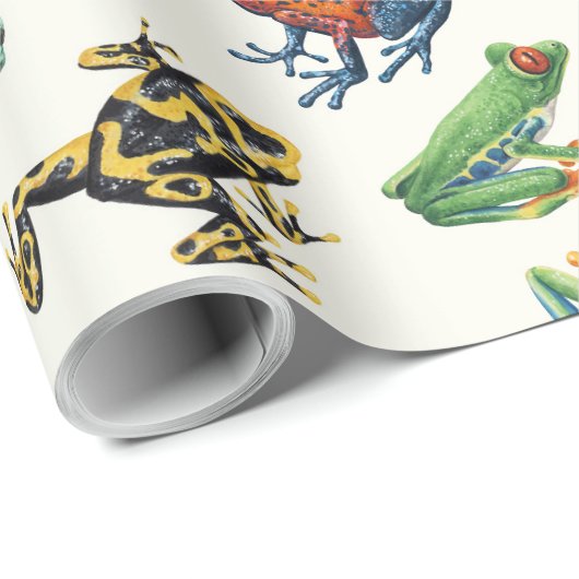 Kikkers op natuurlijk wit cadeaupapier (Rol Hoek)