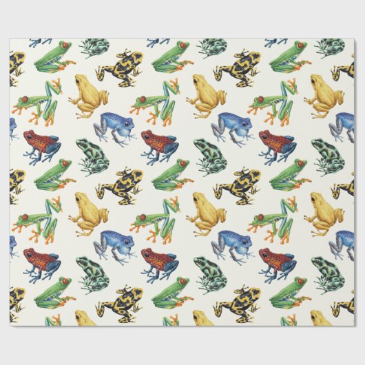 Kikkers op natuurlijk wit cadeaupapier (Vlak)