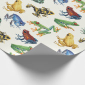 Kikkers op natuurlijk wit cadeaupapier (Hoek)