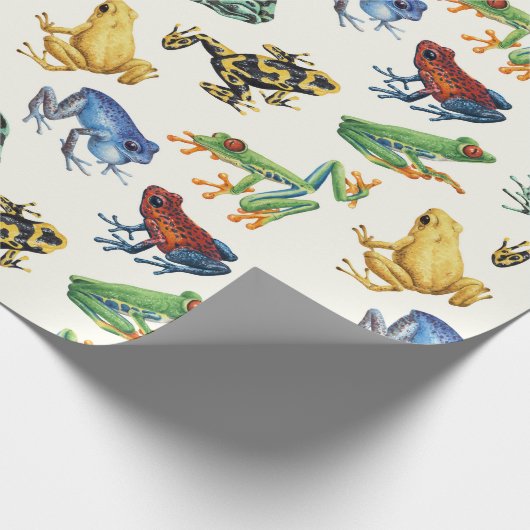 Kikkers op natuurlijk wit cadeaupapier (Hoek)