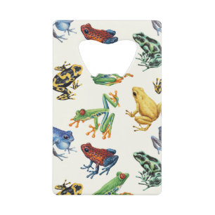 Kikkers op natuurlijk wit creditkaart flessenopener