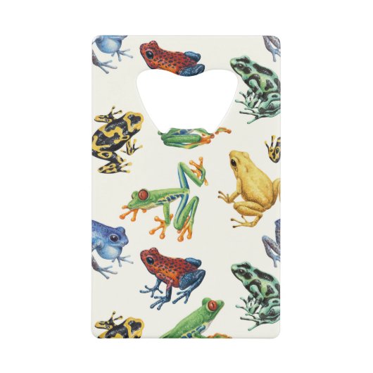 Kikkers op natuurlijk wit creditkaart flessenopener (Voorkant)