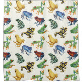 Kikkers op natuurlijk wit douchegordijn (Voorkant)