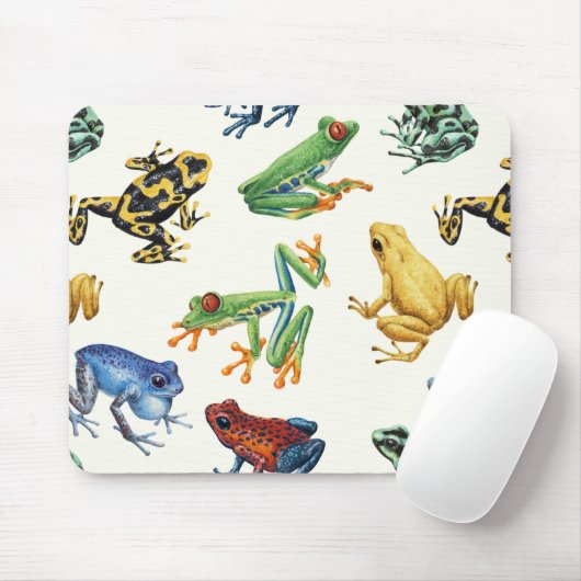 Kikkers op natuurlijk wit muismat (Met muis)