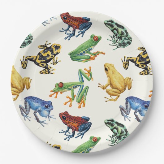 Kikkers op natuurlijk wit papieren bordje (Voorkant)