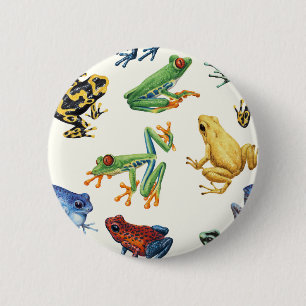 Kikkers op natuurlijk wit ronde button 5,7 cm