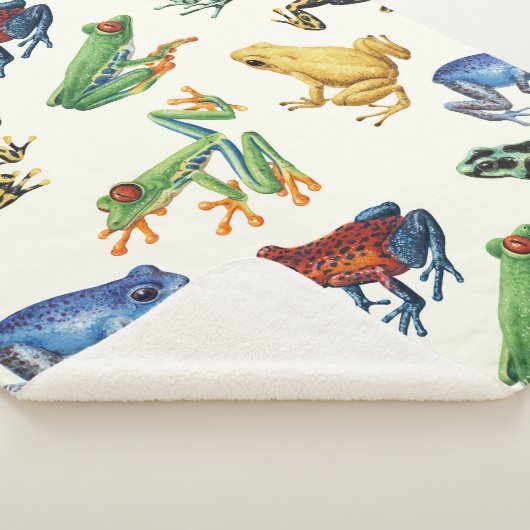 Kikkers op natuurlijk wit sherpa deken (3/4)