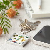 Kikkers op natuurlijk wit sleutelhanger (Zijkant)