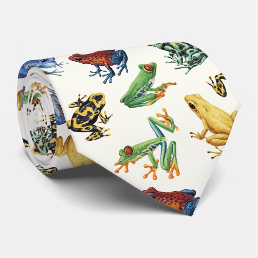 Kikkers op natuurlijk wit stropdas (Opgerold)