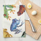 Kikkers op natuurlijk wit theedoek (Quarter Fold)