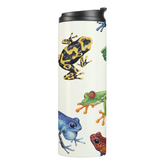 Kikkers op natuurlijk wit thermosbeker (Gedraaid links)