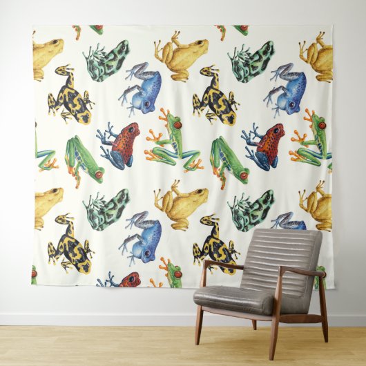 Kikkers op natuurlijk wit wandkleed (In Situ (horizontaal))