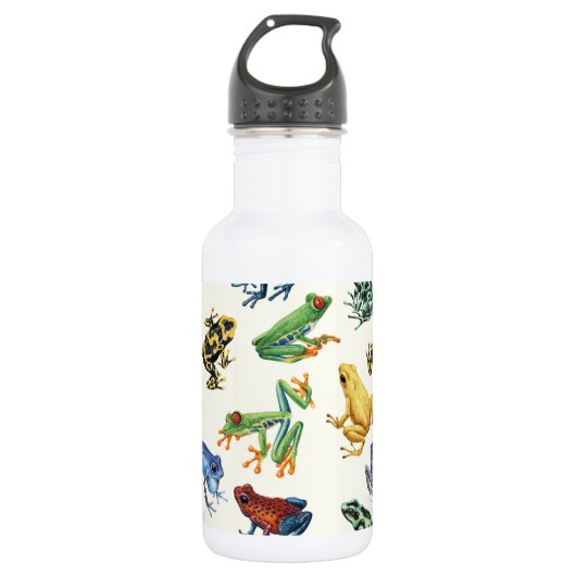Kikkers op natuurlijk wit waterfles (Voorkant)