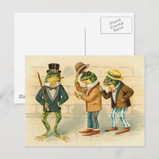 Kikkers op straat -  kunst briefkaart (Voorkant / Achterkant)