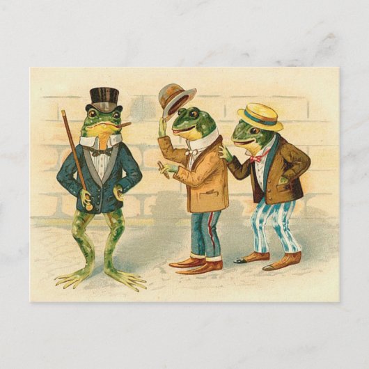 Kikkers op straat -  kunst briefkaart (Voorkant)