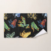 Kikkers op zwart bad handdoek (Handdoek)