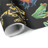 Kikkers op zwart cadeaupapier (Rol Hoek)