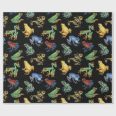 Kikkers op zwart cadeaupapier (Vlak)