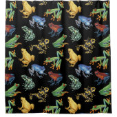 Kikkers op zwart douchegordijn (Voorkant)