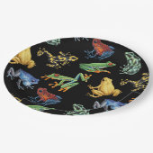 Kikkers op zwart papieren bordje (Gekanteld)