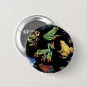Kikkers op zwart ronde button 5,7 cm (Voorkant /achterkant)