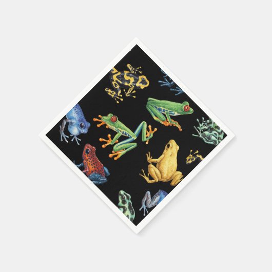 Kikkers op zwart servet (Hoek)