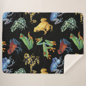 Kikkers op zwart sherpa deken (Voorkant (horizontaal))