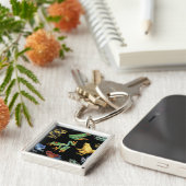 Kikkers op zwart sleutelhanger (Zijkant)