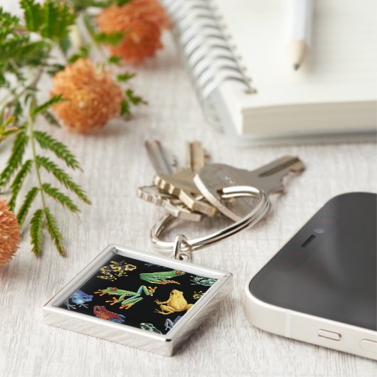 Kikkers op zwart sleutelhanger (Zijkant)