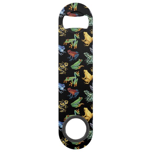 Kikkers op zwart speed flessenopener (Achterkant)