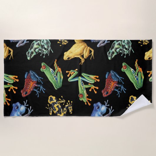 Kikkers op zwart strandlaken (Voorkant)