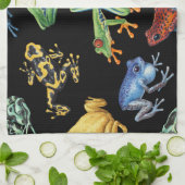 Kikkers op zwart theedoek (Gevouwen)