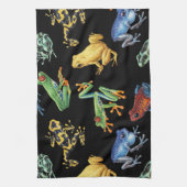 Kikkers op zwart theedoek (Verticaal)