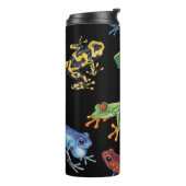 Kikkers op zwart thermosbeker (Gedraaid links)