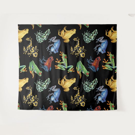 Kikkers op zwart wandkleed (Voorkant (horizontaal))