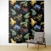 Kikkers op zwart wandkleed (In situ)